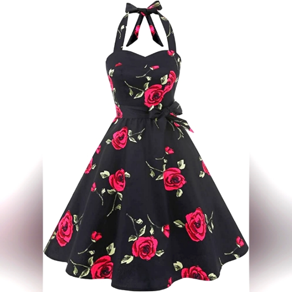 1950's style vintage cocktail swing dress - Picture 2 of 5